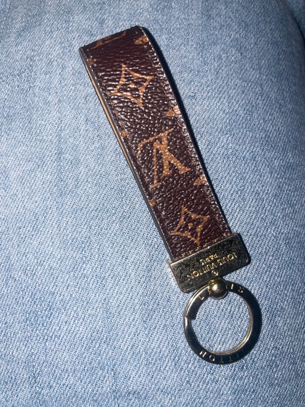 Monogram Loop Key Holder in Brown and Gold